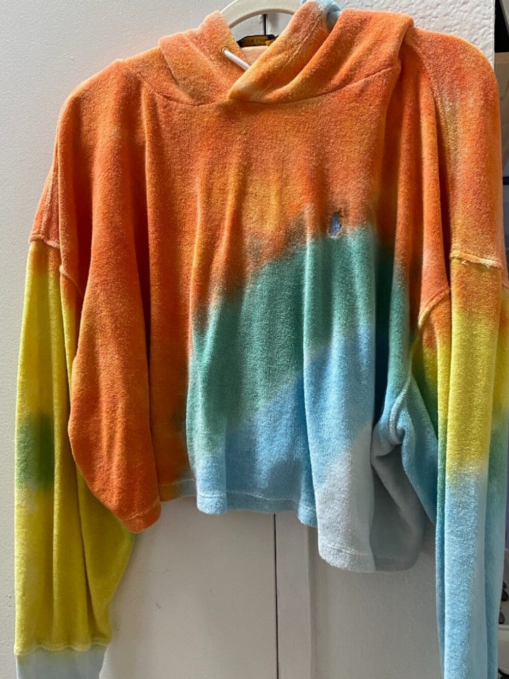 Polo Ralph Lauren Summer Tie-Dye Terry Cloth Cropped Hoodie XS/SM